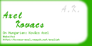 axel kovacs business card